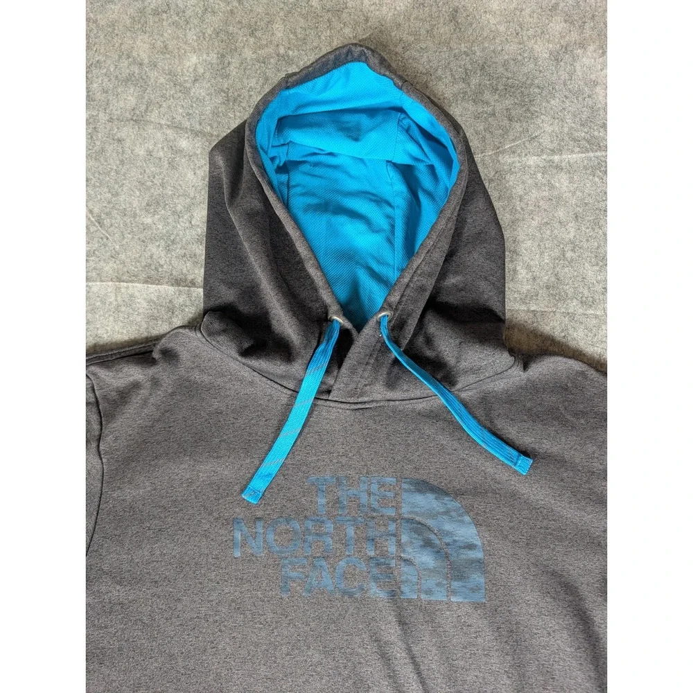 The North Face Mens Hoodie Charcoal Gray Blue Camo Logo Pullover‎ XL 5051